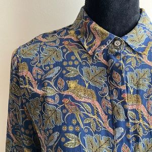 Silk Cheetah print blouse EUC size 10